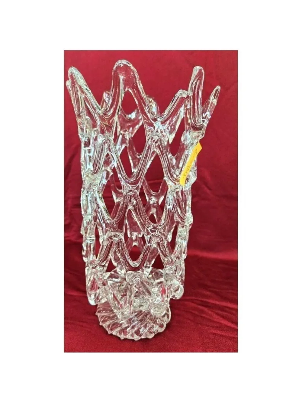 Murano Glass LATTICE WEB Art Glass Vase  MCM Hand Blown Pulled Glass 13.5 X 6 IN